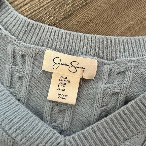 jessica simpson light blue knit cropped sweater vest - Picture 3 of 3